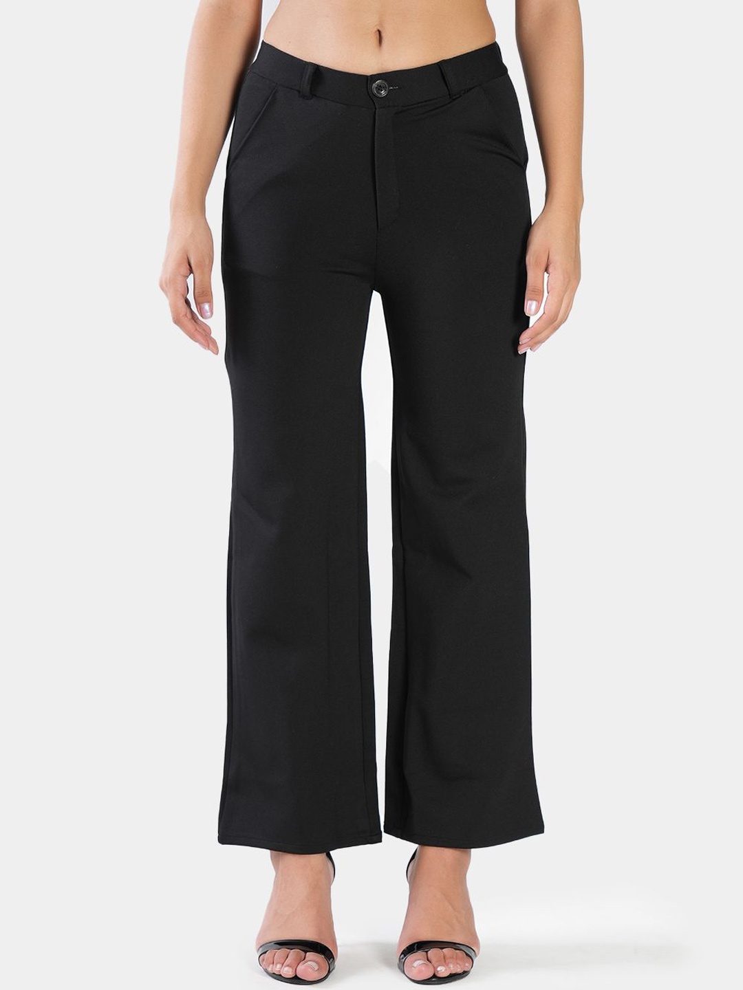 

BAESD Women High-Rise Easy Wash Trousers, Black