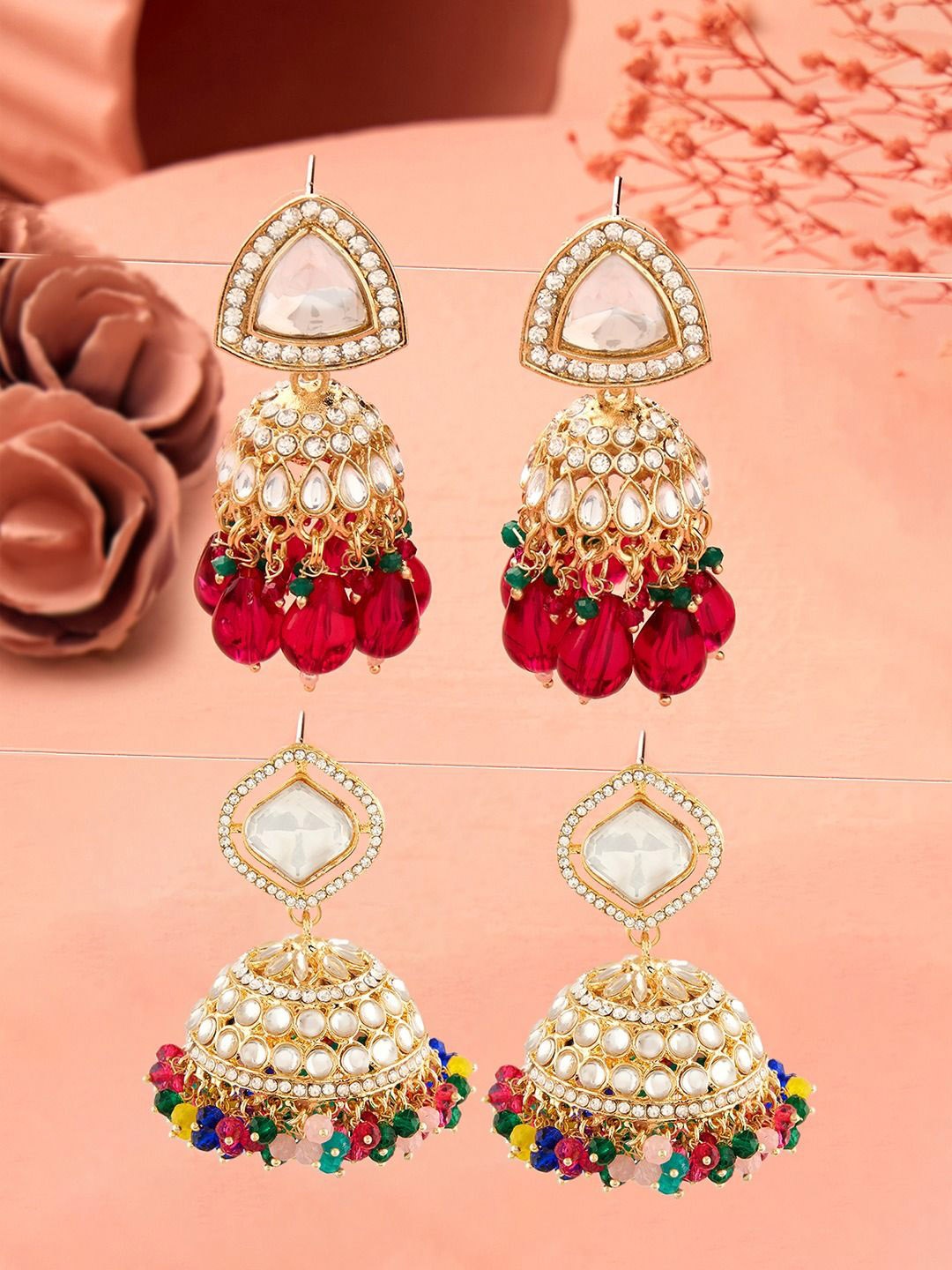 

Zaveri Pearls Contemporary Jhumkas Earrings, Multi