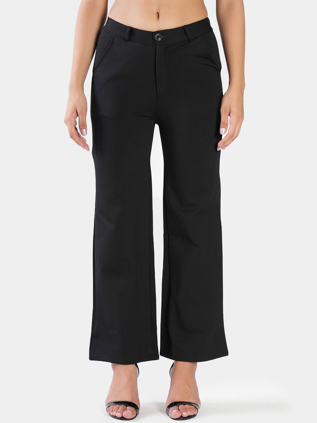 

BAESD Women High-Rise Easy Wash Trousers, Black