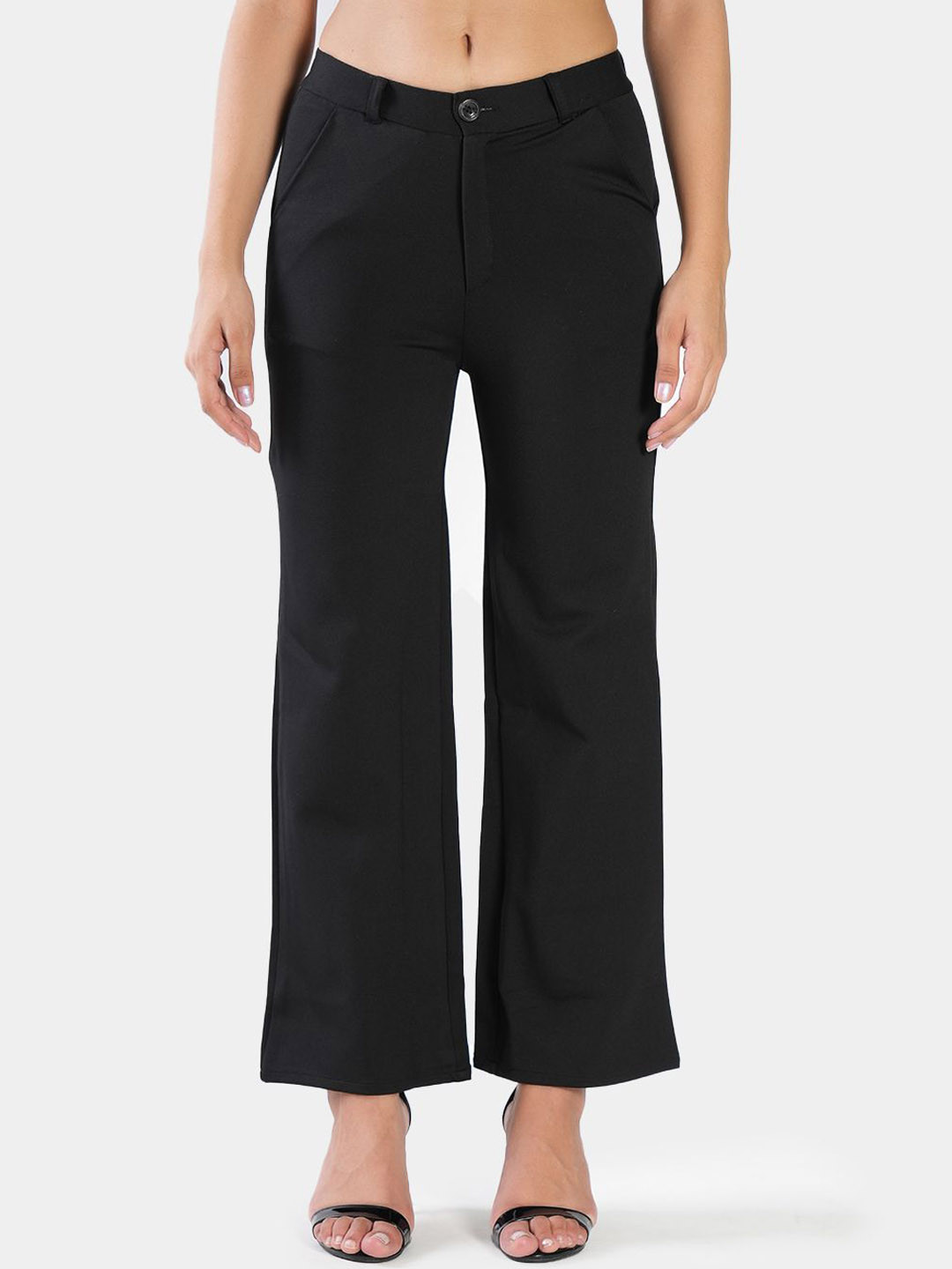 

BAESD Women High-Rise Easy Wash Trousers, Black