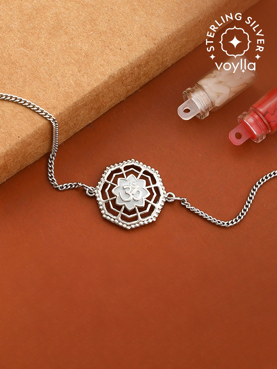 

Studio Voylla Sterling Silver Filigree Om Rakhi