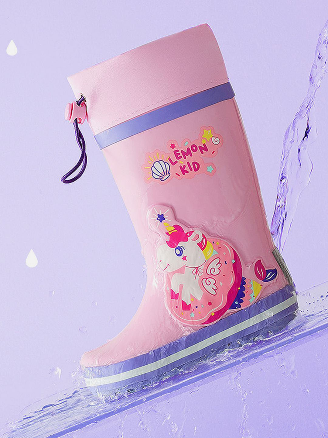 

Little Surprise Box LLP Kids Printed Waterproof Gum Boots, Pink