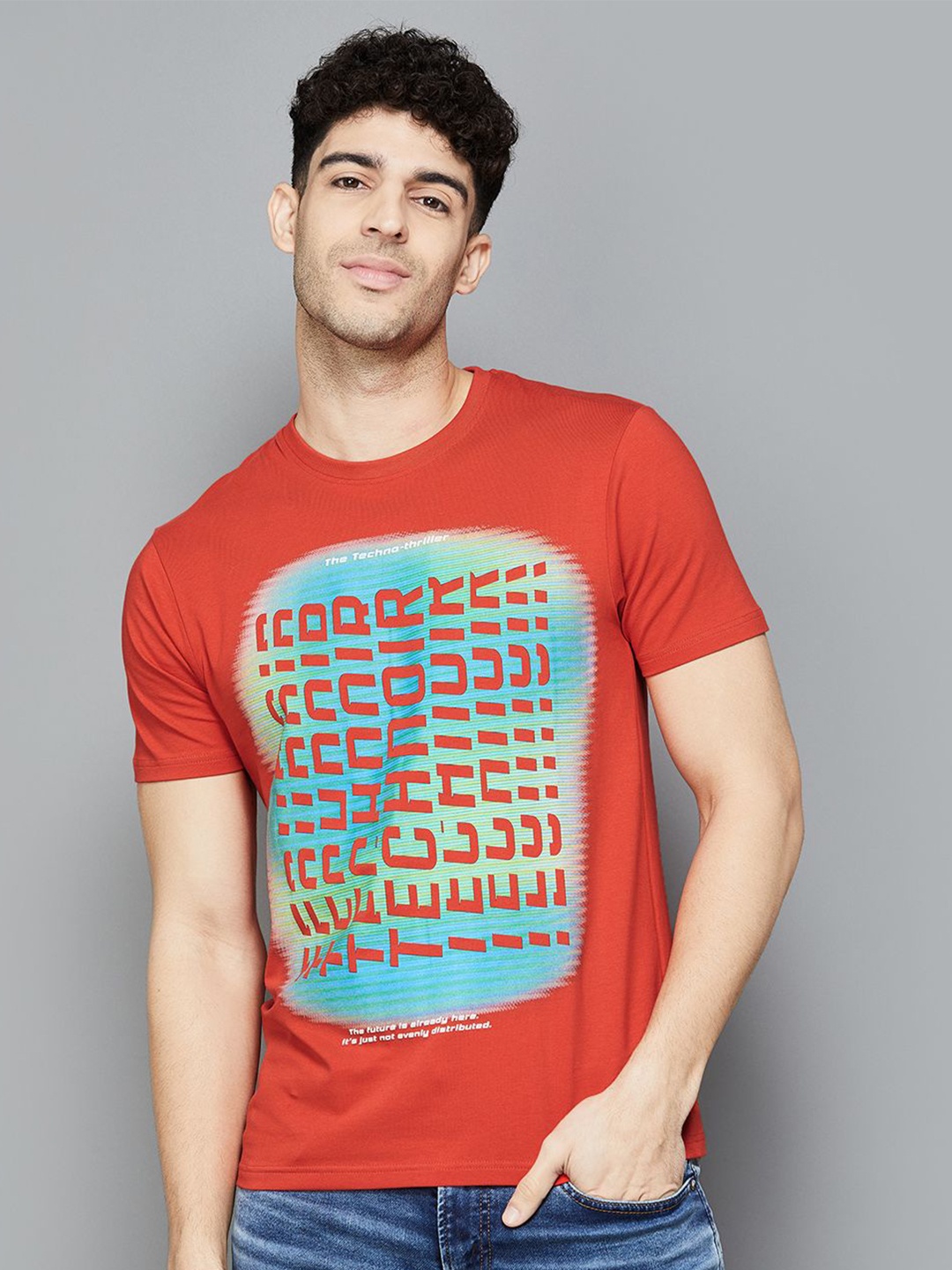 

Bossini Men Typography Printed Round Neck T-shirt, Red