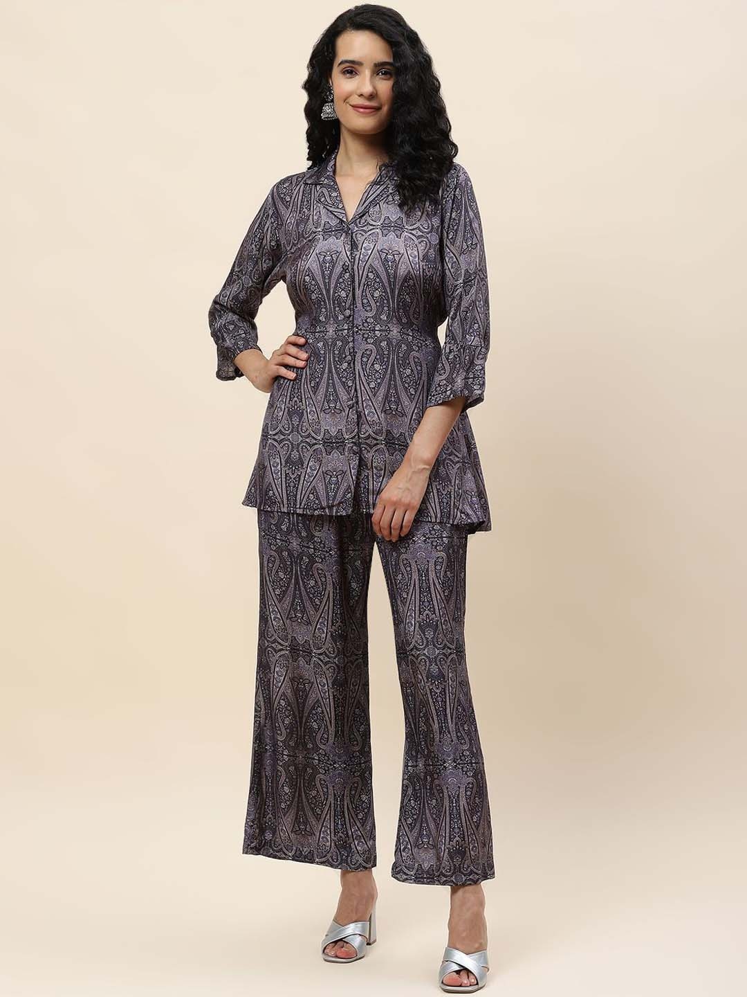 

Meena Bazaar Printed Shirt With Trousers Co-Ords, Lavender