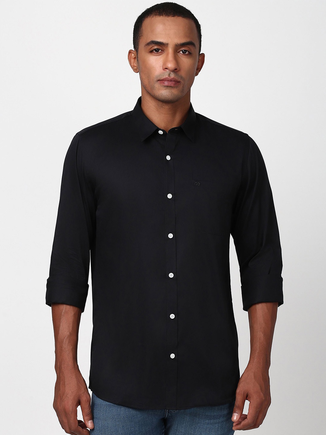 

Peter England Men Solid Spread Collar Casual Shirt, Black