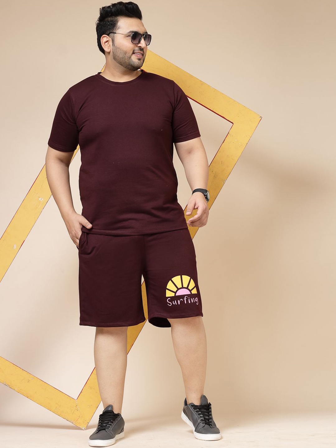 

Rigo Plus Size Pure Cotton Casual T-Shirt With Shorts, Red