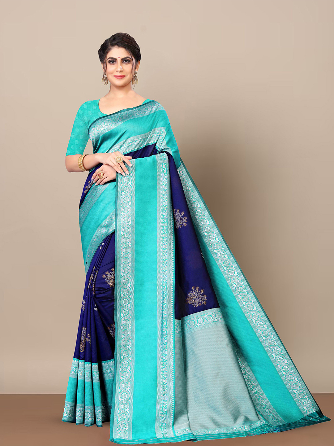 

Aldwych Woven Design Zari Banarasi Saree, Blue