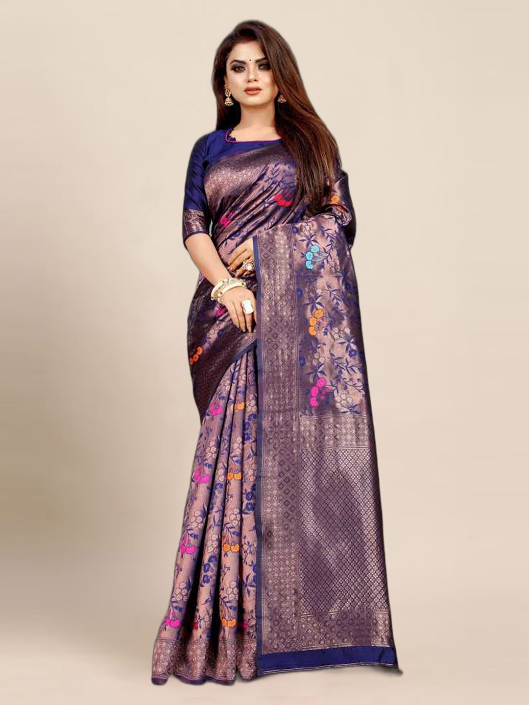 

Aldwych Woven Design Zari Banarasi Saree, Blue
