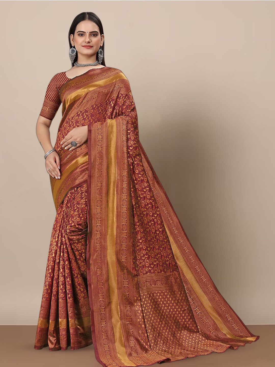 

Aldwych Woven Design Zari Banarasi Saree, Maroon