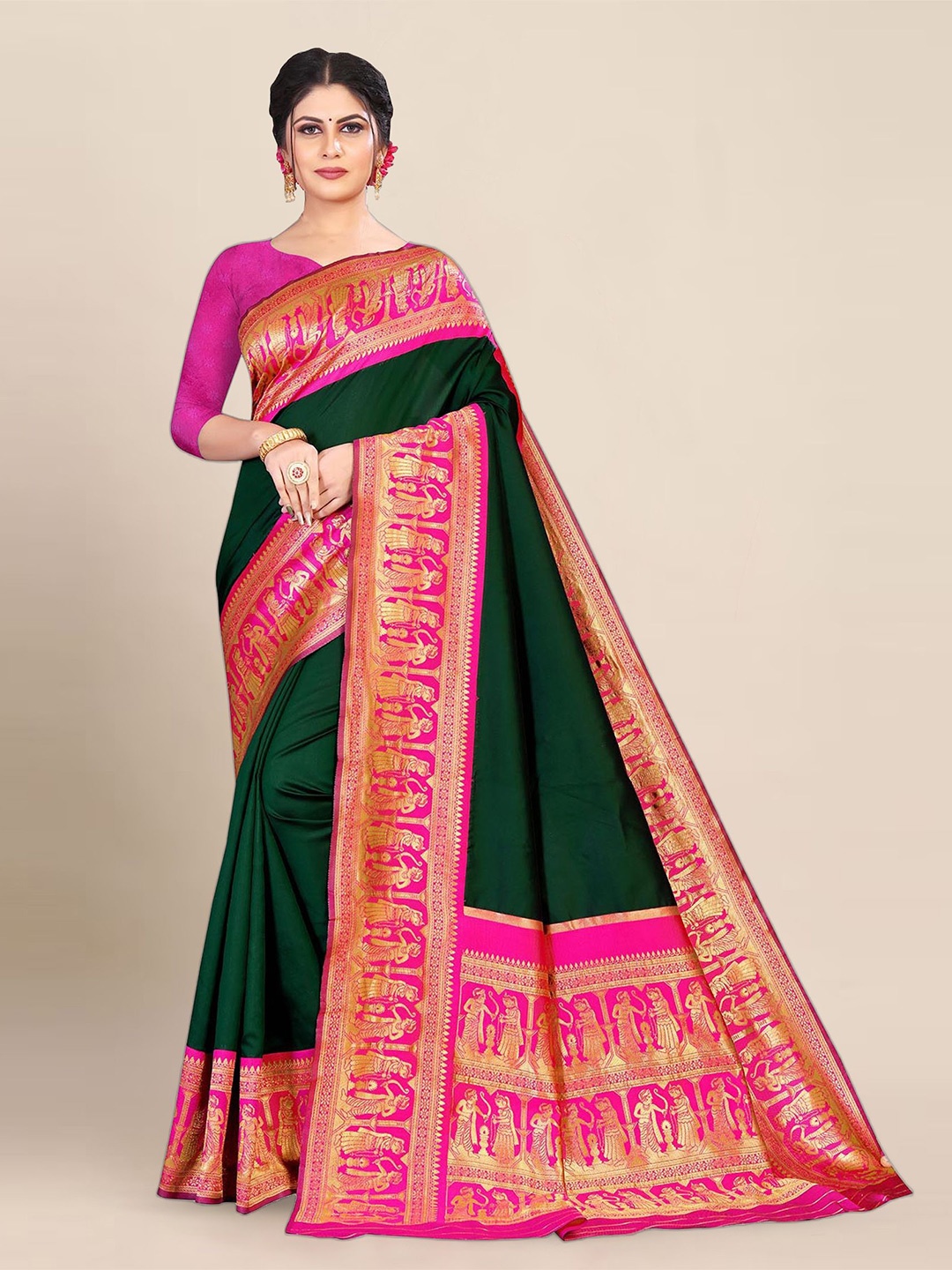 

Aldwych Woven Design Banarasi Saree, Green