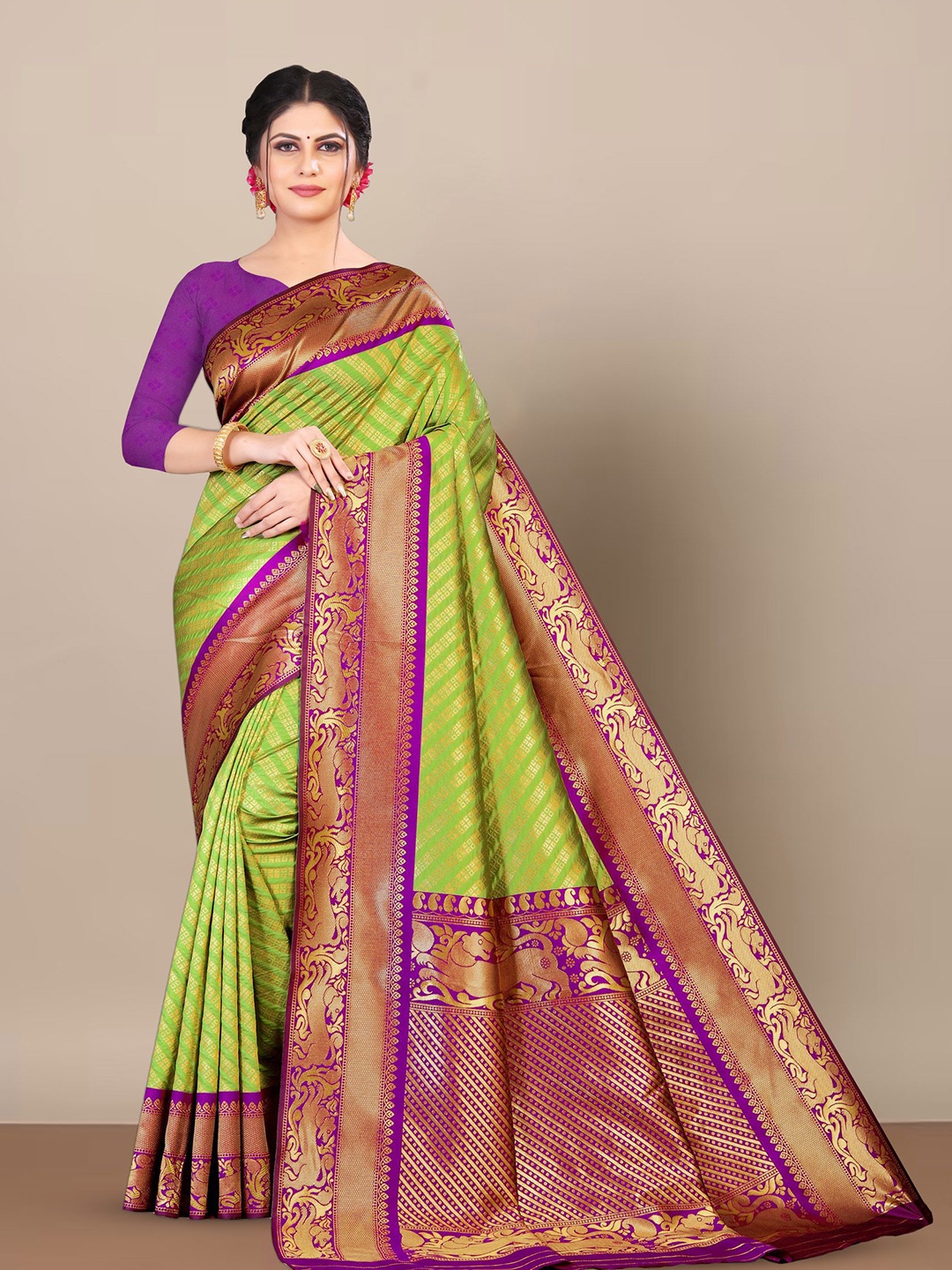 

Aldwych Woven Design Zari Banarasi Saree, Green