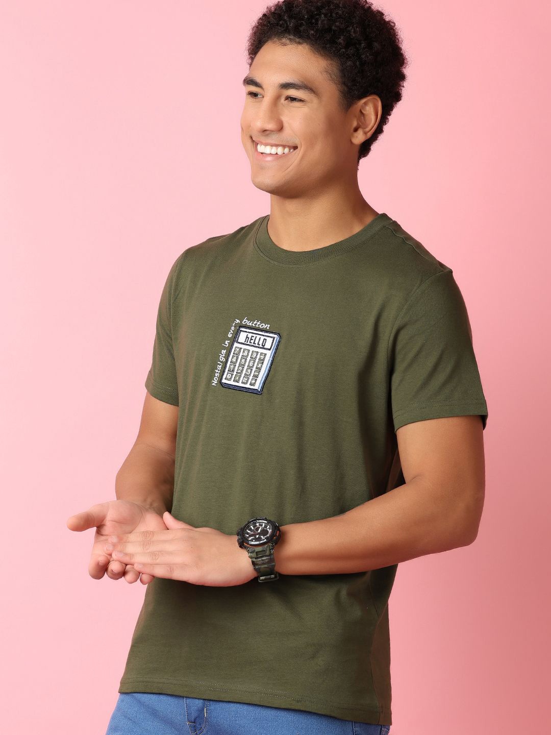 

V-Mart Men Solid Round Neck T-shirt, Green