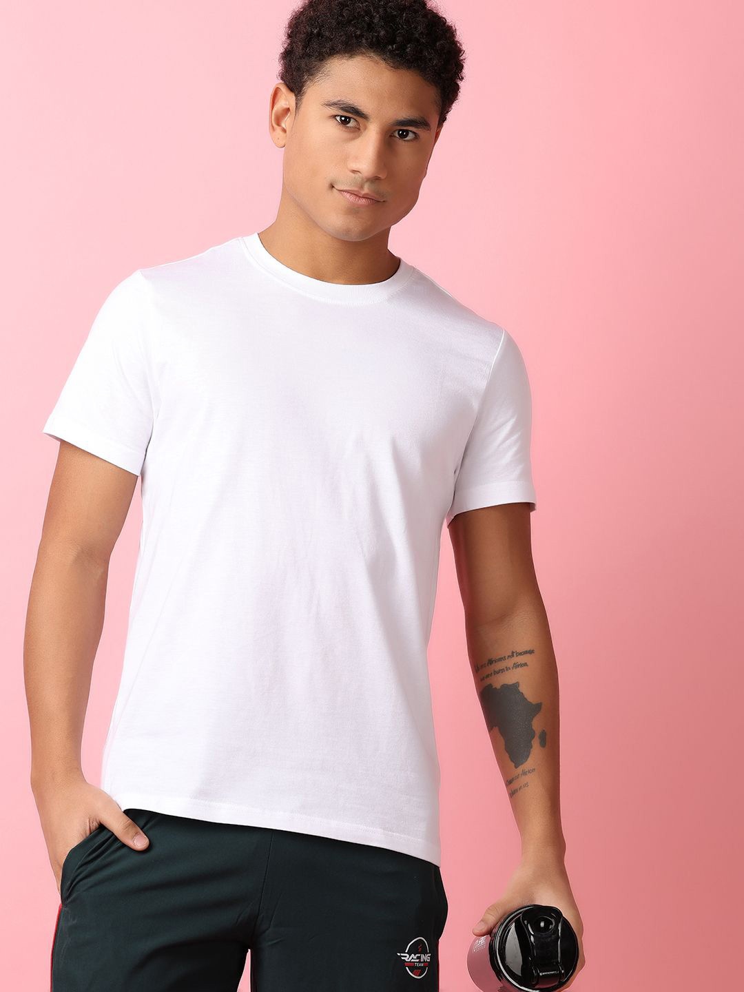 

V-Mart Men Solid Round Neck Cotton T-shirt, White