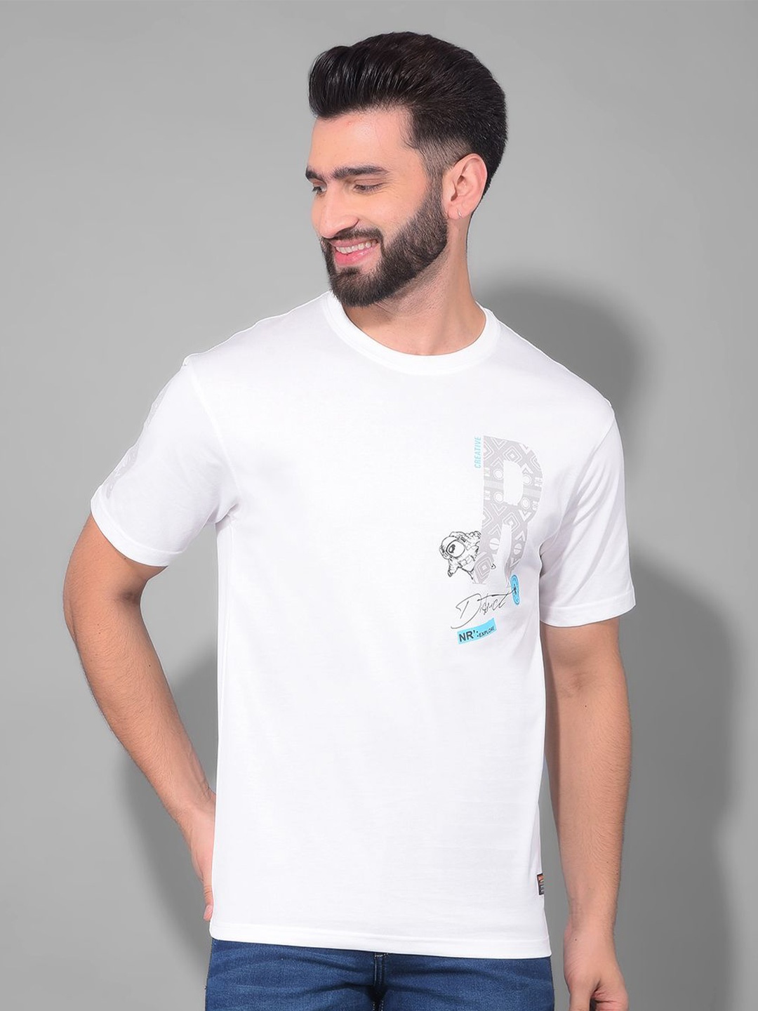 

COBB Men Typography Printed Round Neck T-shirt, Off white