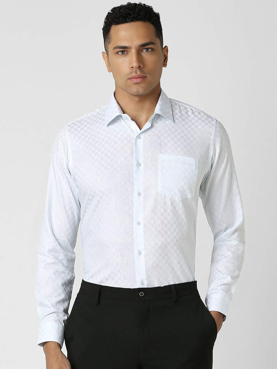 

Van Heusen Men Checked Spread Collar Slim Fit Formal Shirt, White