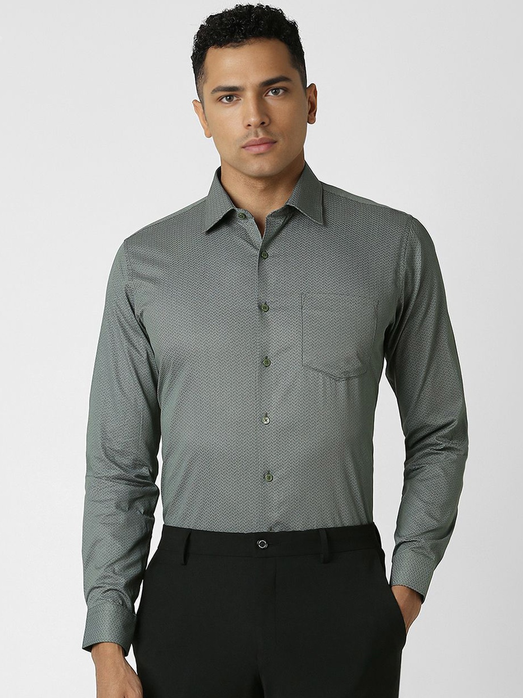 

Van Heusen Men Abstract Printed Spread Collar Slim Fit Formal Shirt, Grey