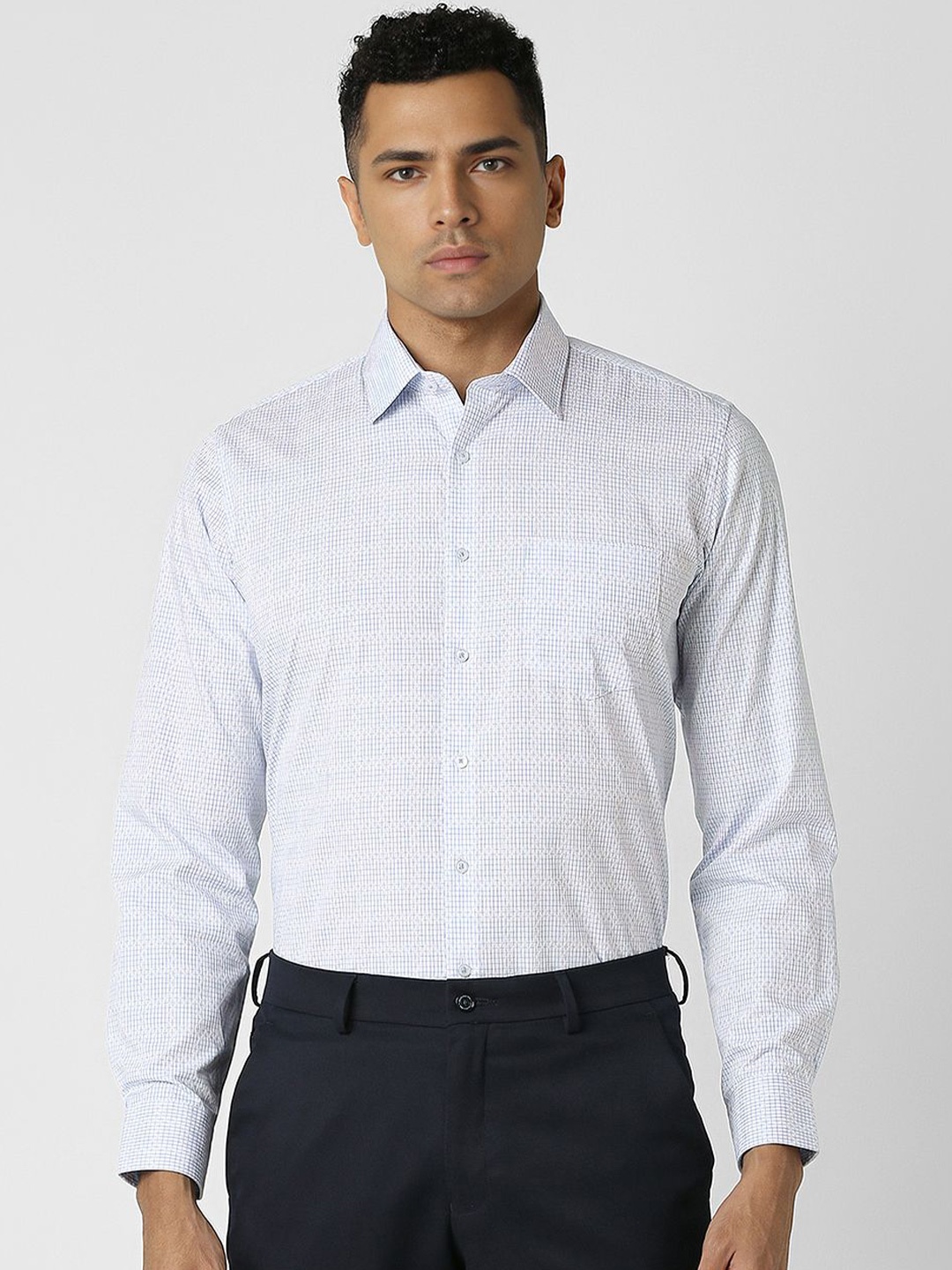 

Van Heusen Men Checked Spread Collar Slim Fit Formal Shirt, White