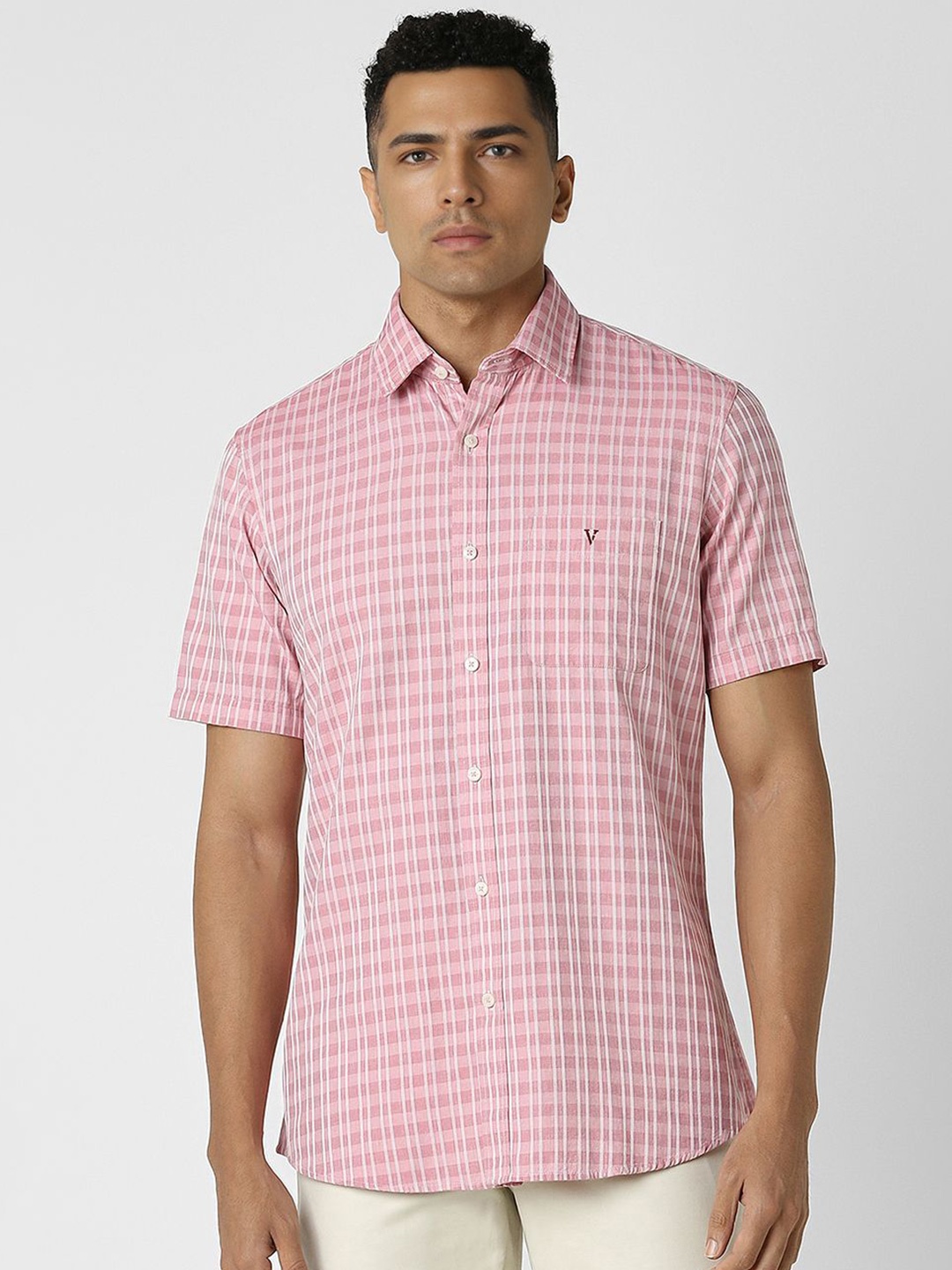 

Van Heusen Sport Men Checked Spread Collar Casual Shirt, Pink