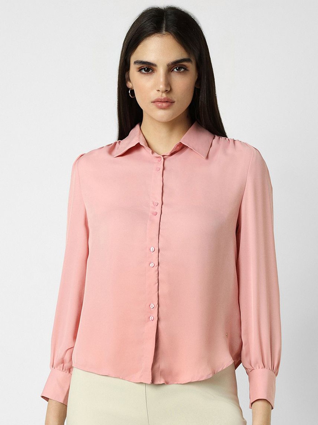 

Van Heusen Woman Spread Collar Solid Formal Shirt, Pink