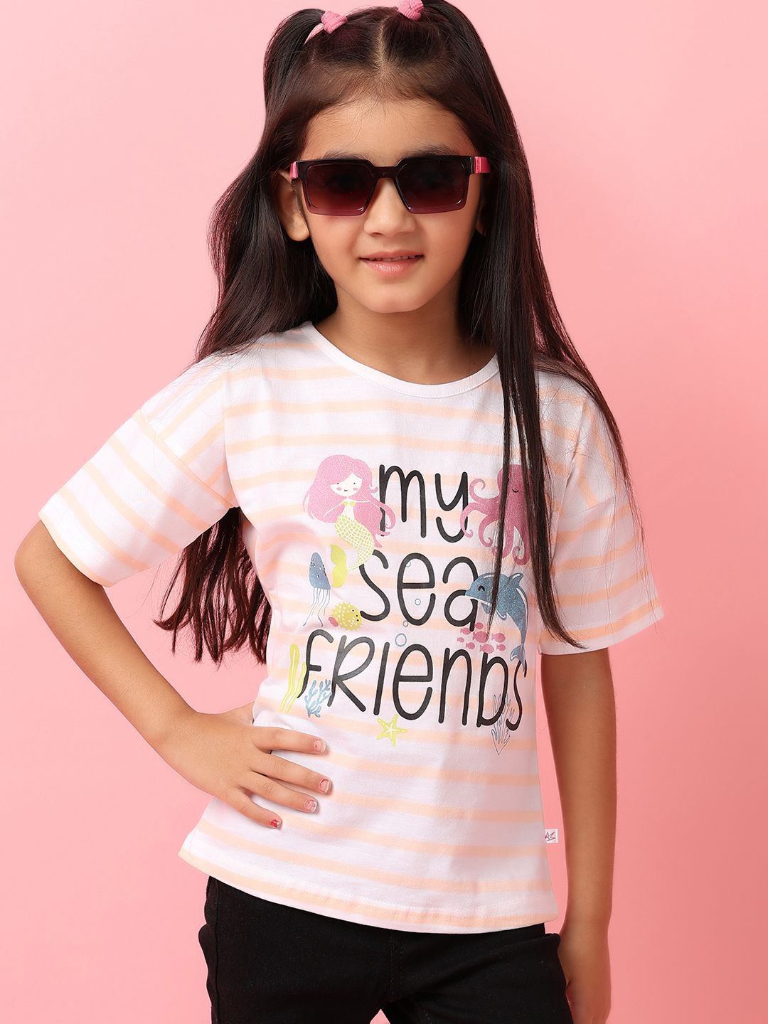 

V-Mart Girls Typography Printed T-shirt, Pink