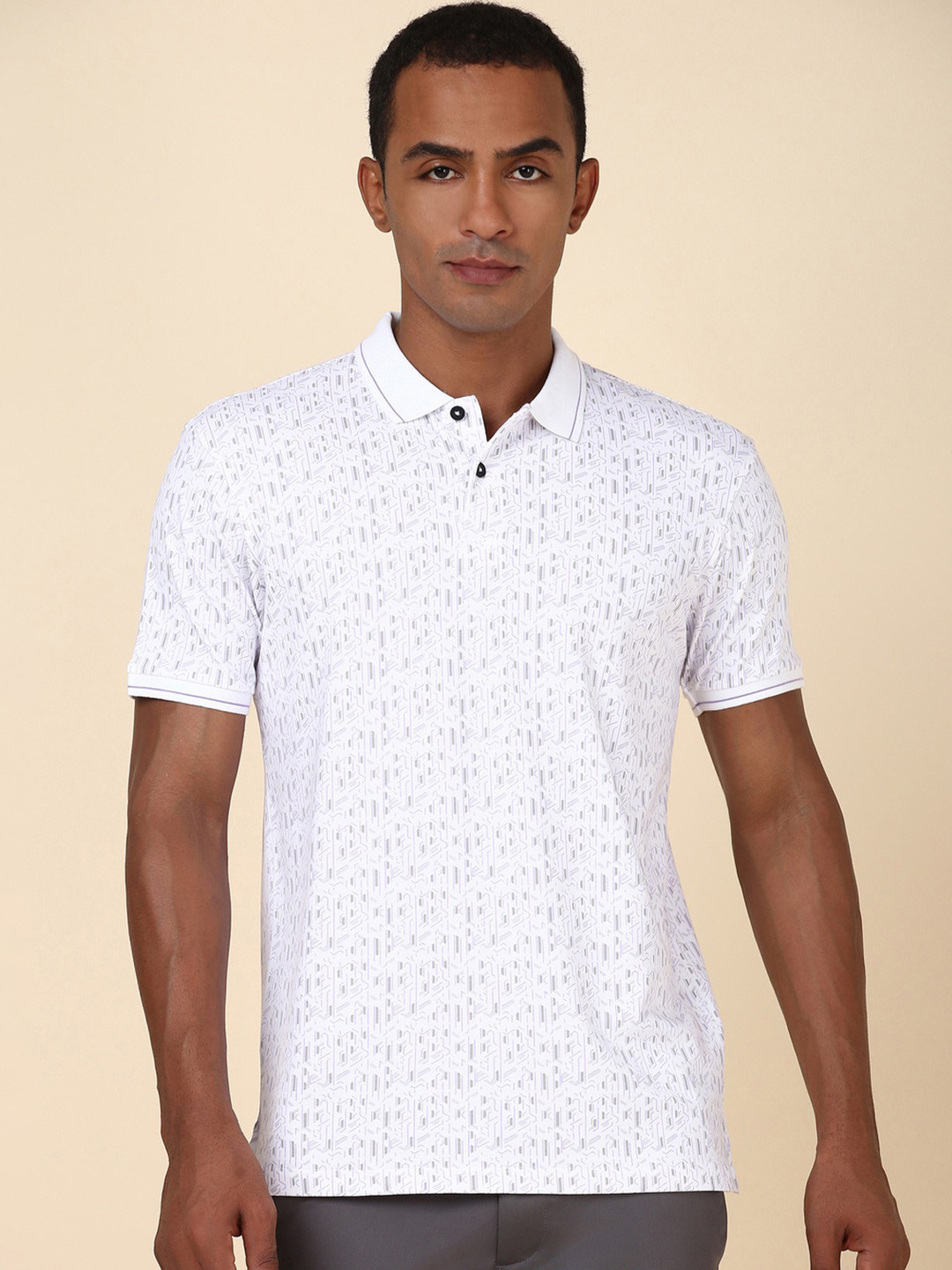 

Allen Solly Men Printed Polo Collar Tshirt, White