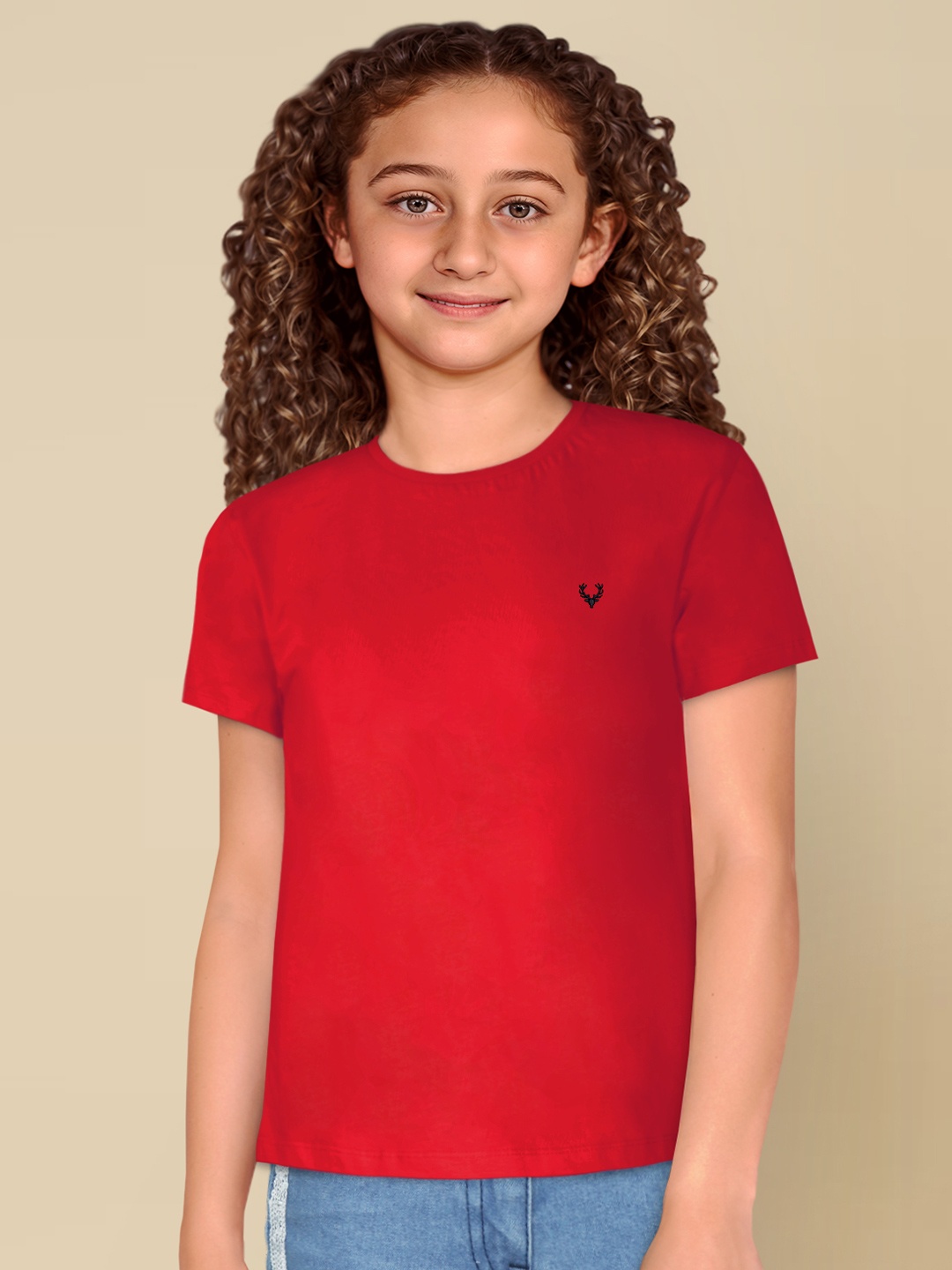 

Allen Solly Junior Girls Solid Round Neck T-shirt, Red