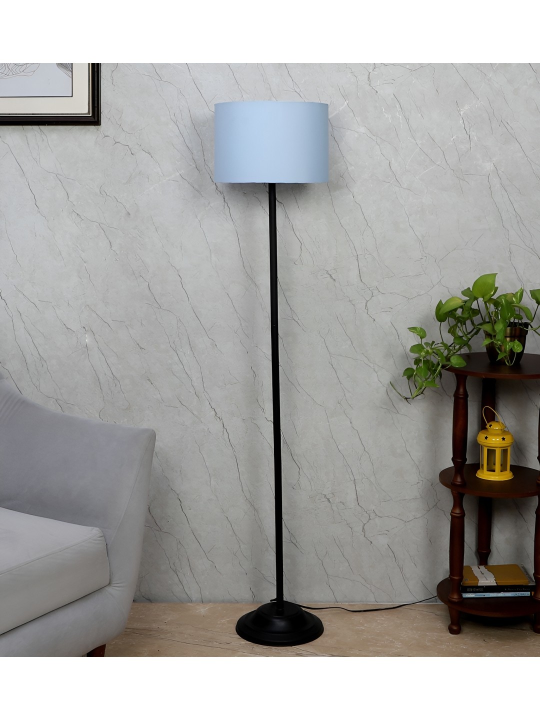 

TU CASA Black & Blue Iron Contemporary Cylindrical Shaped Floor Lamp