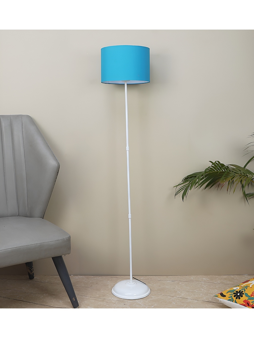 

TU CASA White & Blue Cylindrical Shaped Floor Lamp