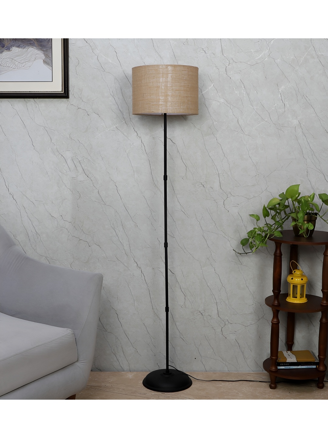 

TU CASA Beige & Black Cylindrical Shaped Floor Lamps