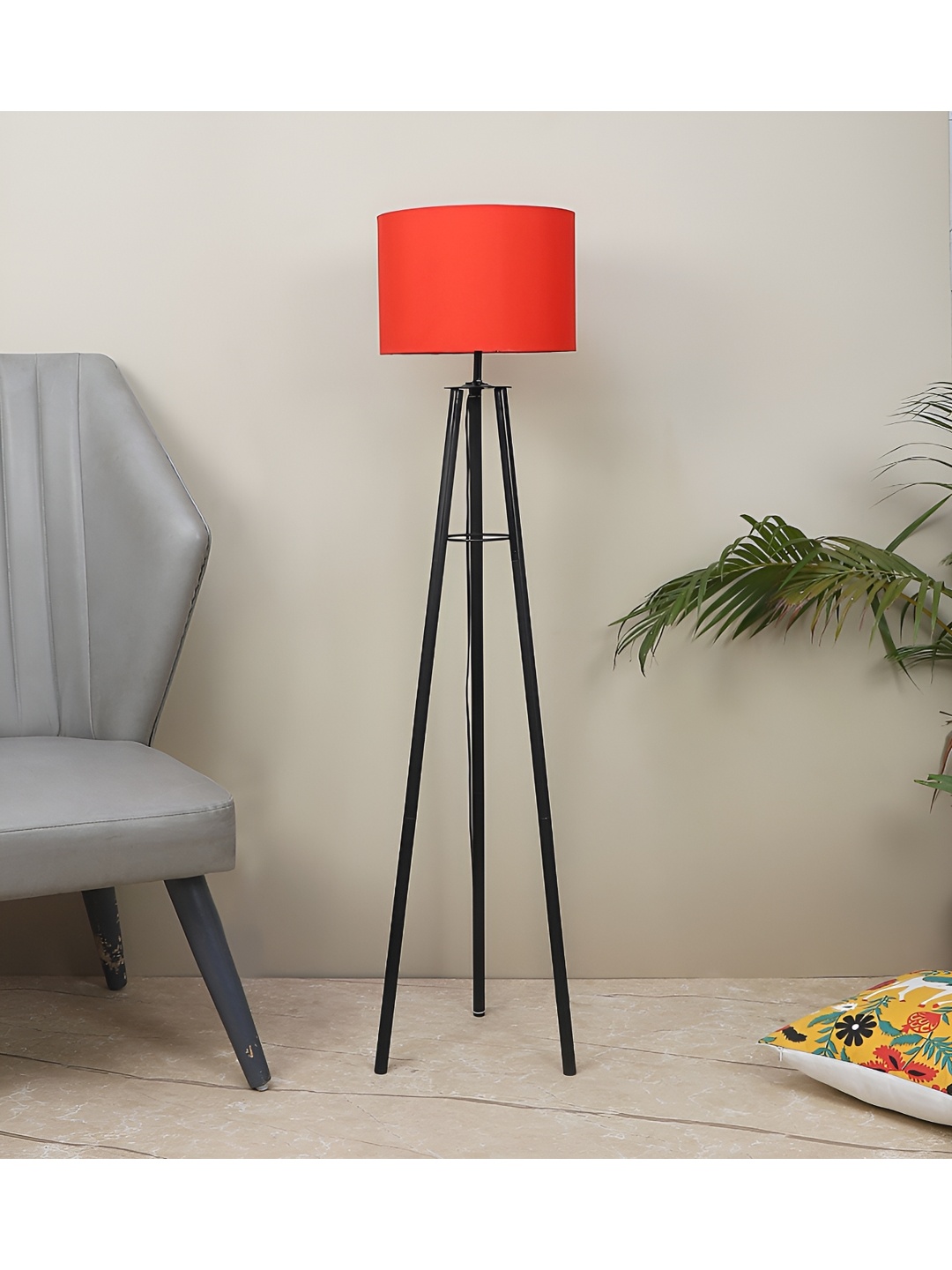 

TU CASA Red & Black Cylindrical Shaped Floor Lamp