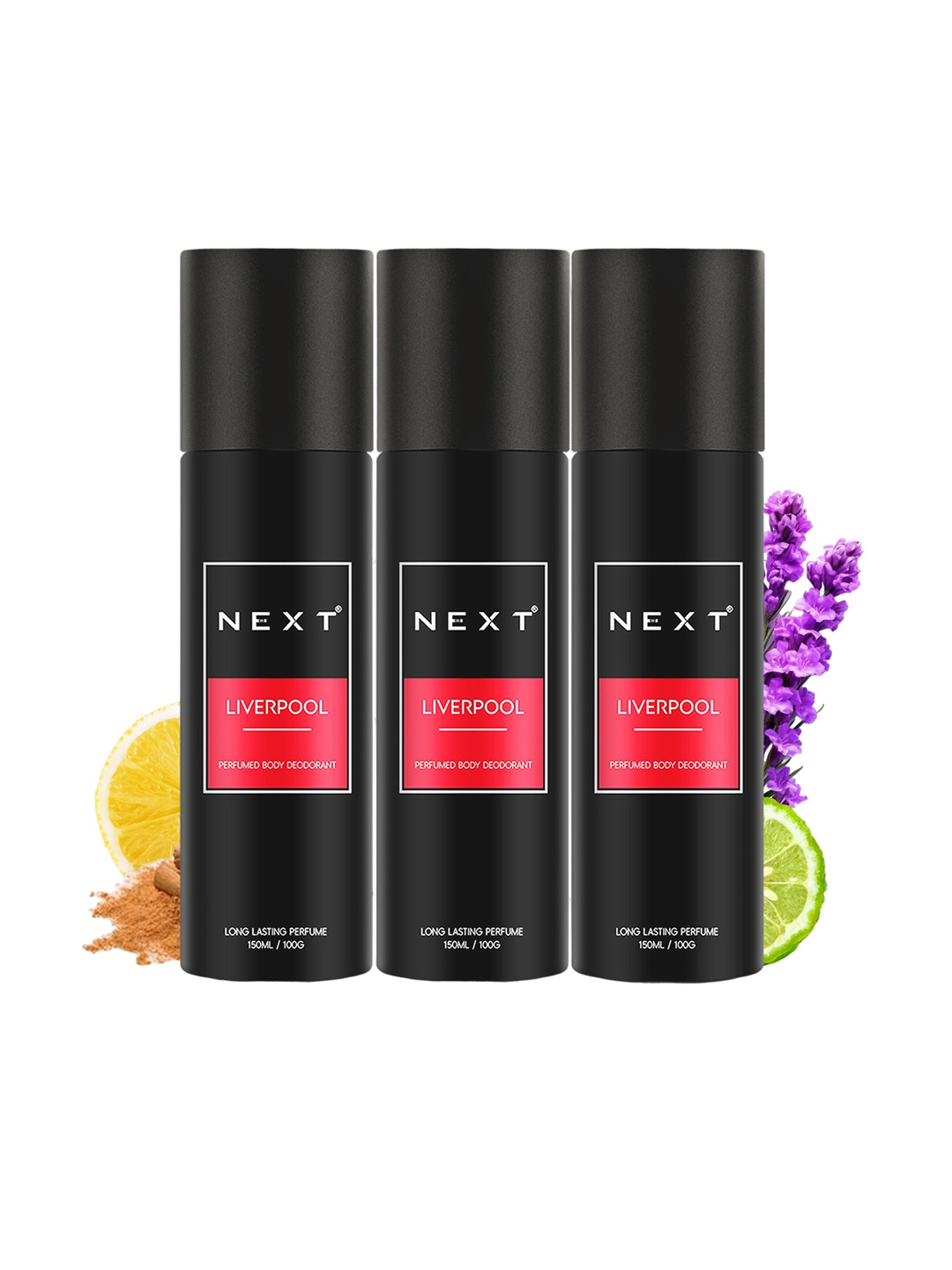 

NEXT CARE Next Men Set Of 3 Liverpool Perfumed Body Spray - 100 g (150 ml) Each, Black