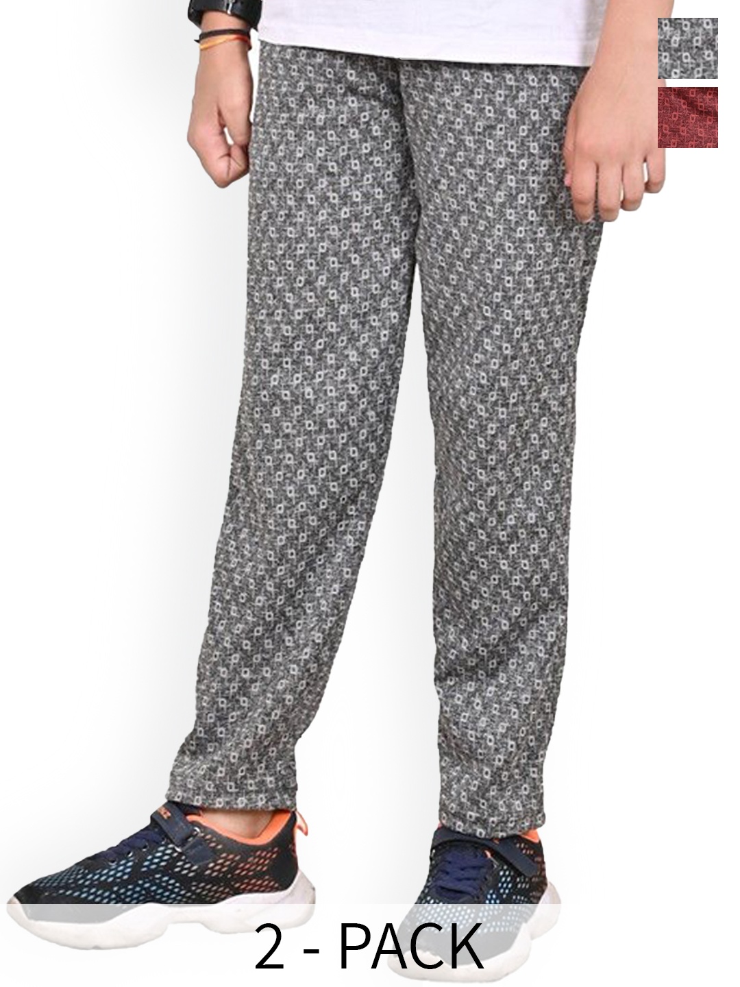 

BAESD Boys Pack of 2 Checked Printed Lower Track Pants, Grey
