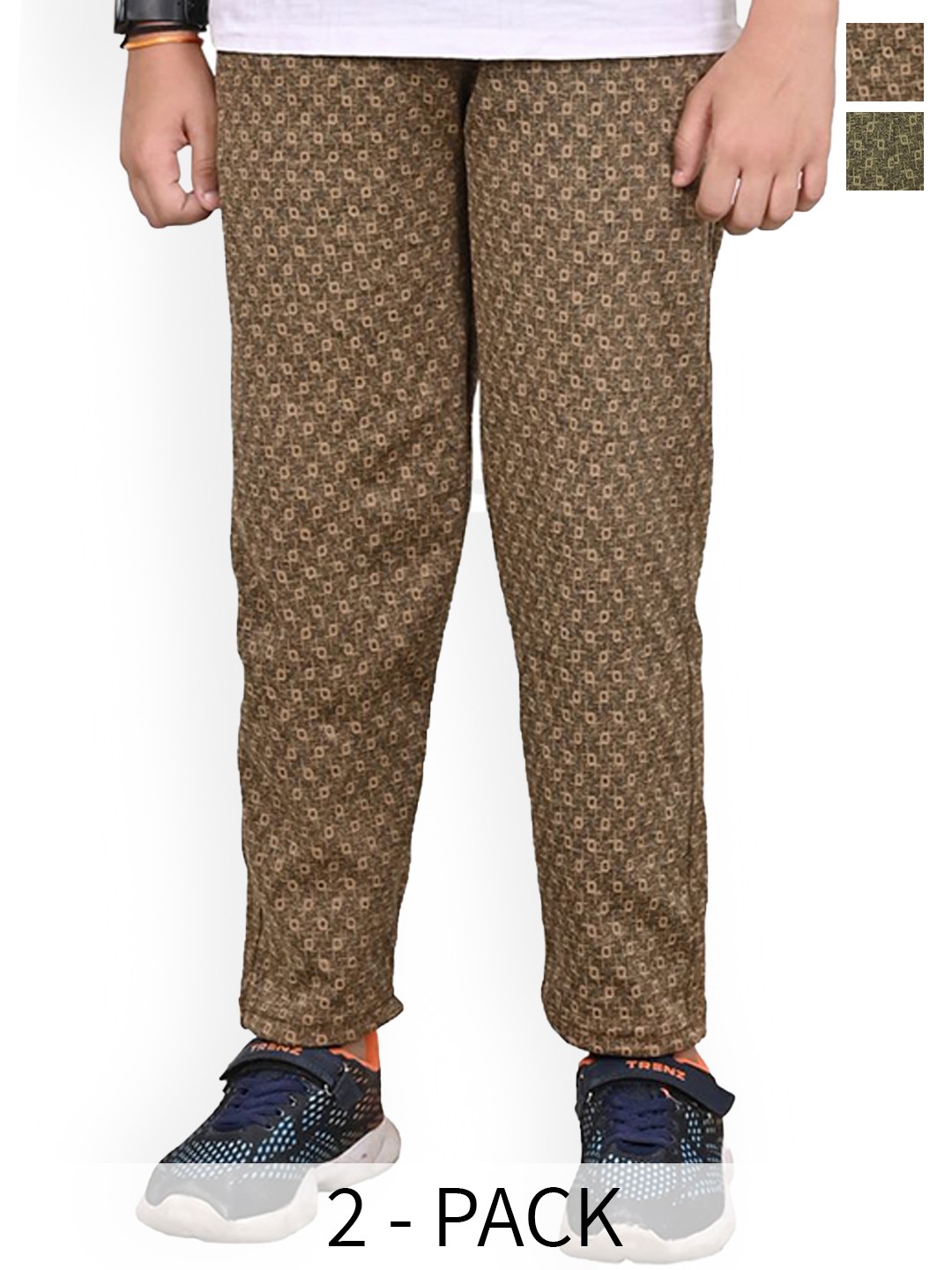 

BAESD Boys Pack of 2 Checked Lower Regular Fit Track Pants, Brown