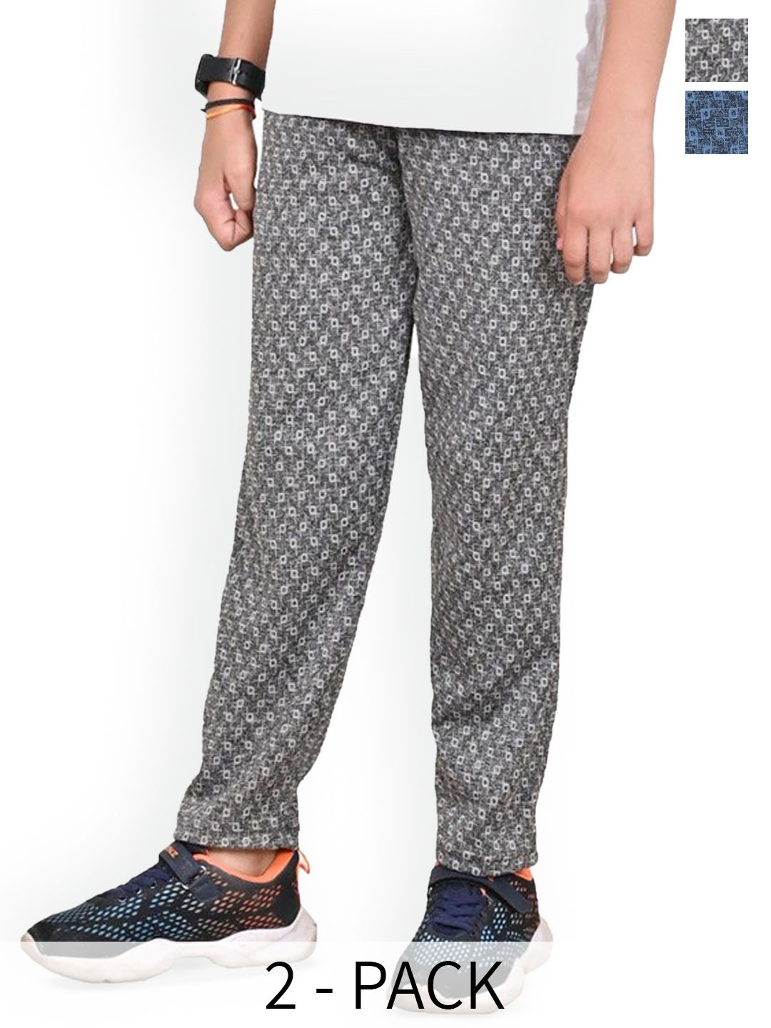 

BAESD Boys Pack Of 2 Printed Mid Rise Track Pants, Blue