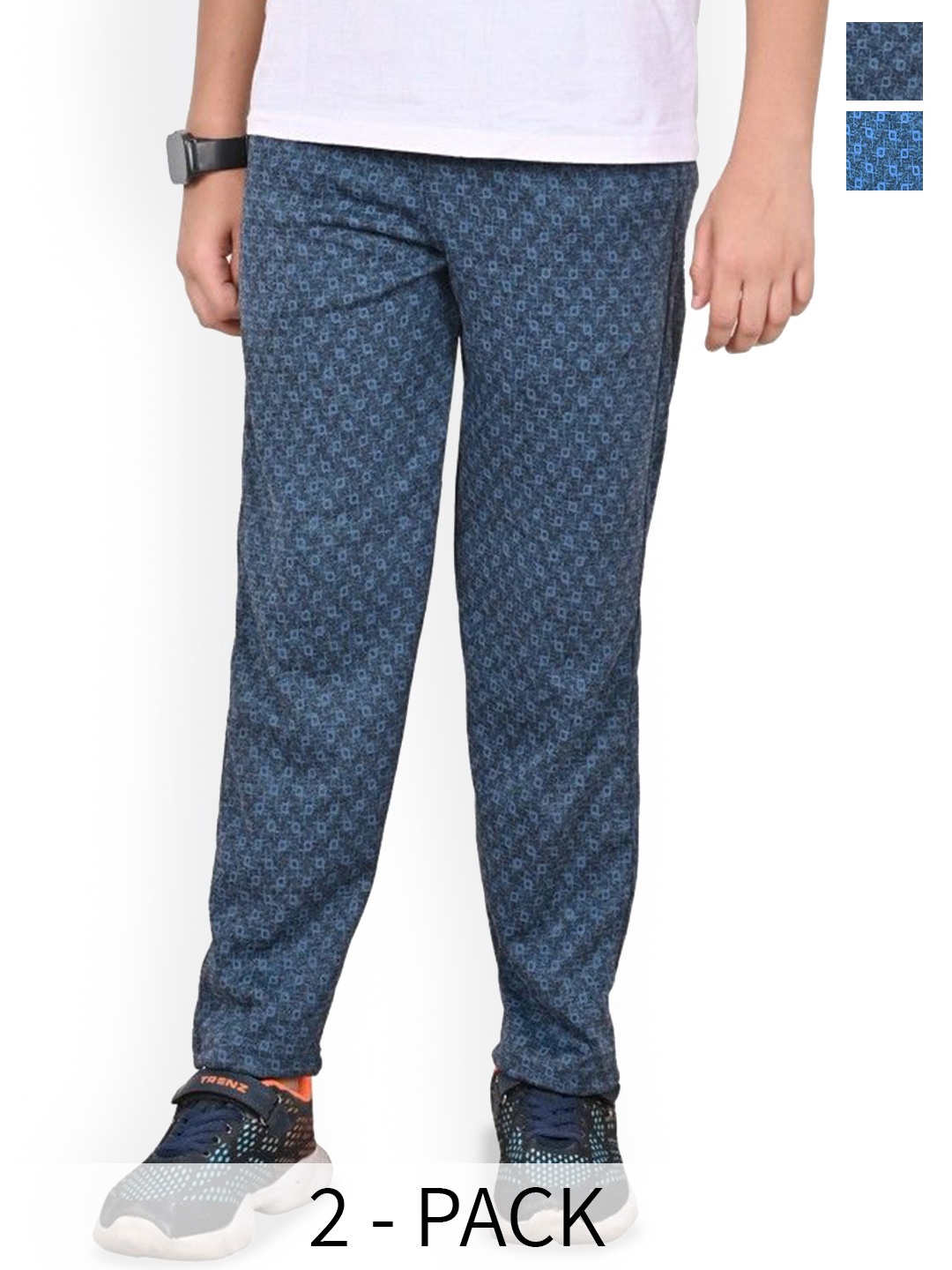 

BAESD Boys Pack Of 2 Printed Mid-Rise Track Pants, Blue