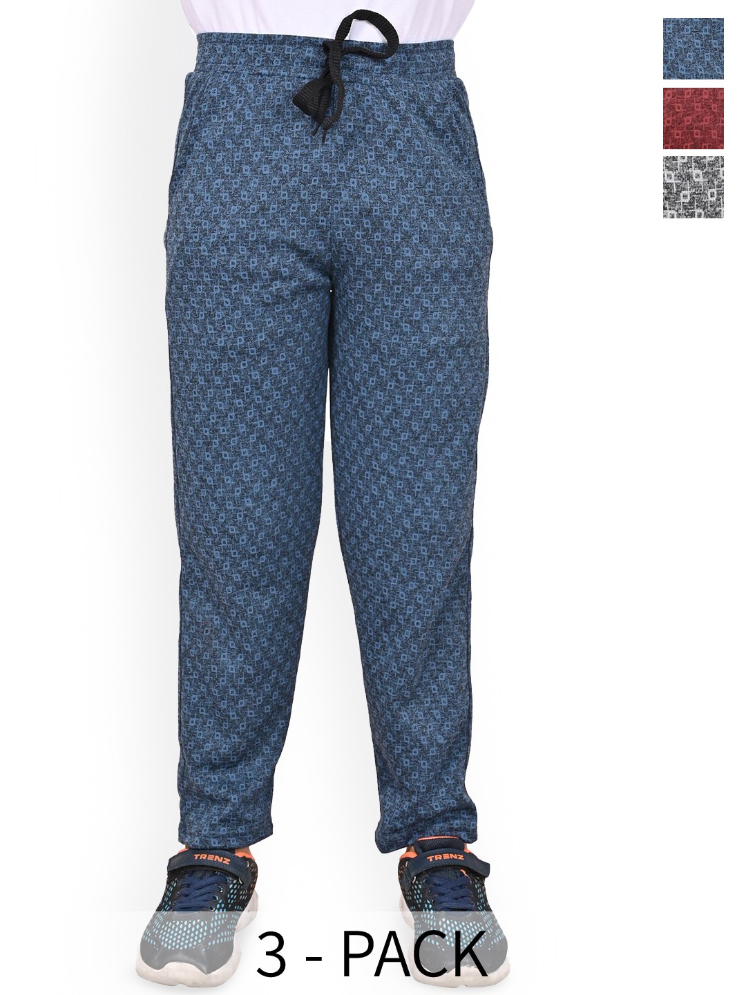 

BAESD Boys Pack Of 3 Printed Mid Rise Track Pants, Maroon