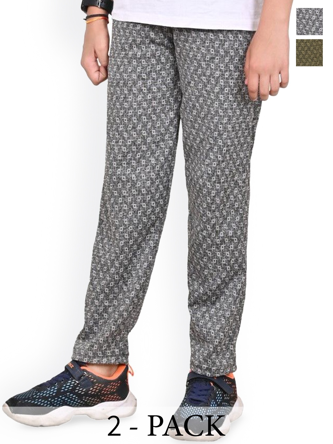 

BAESD Boys Pack Of 2 Printed Mid Rise Track Pants, Grey