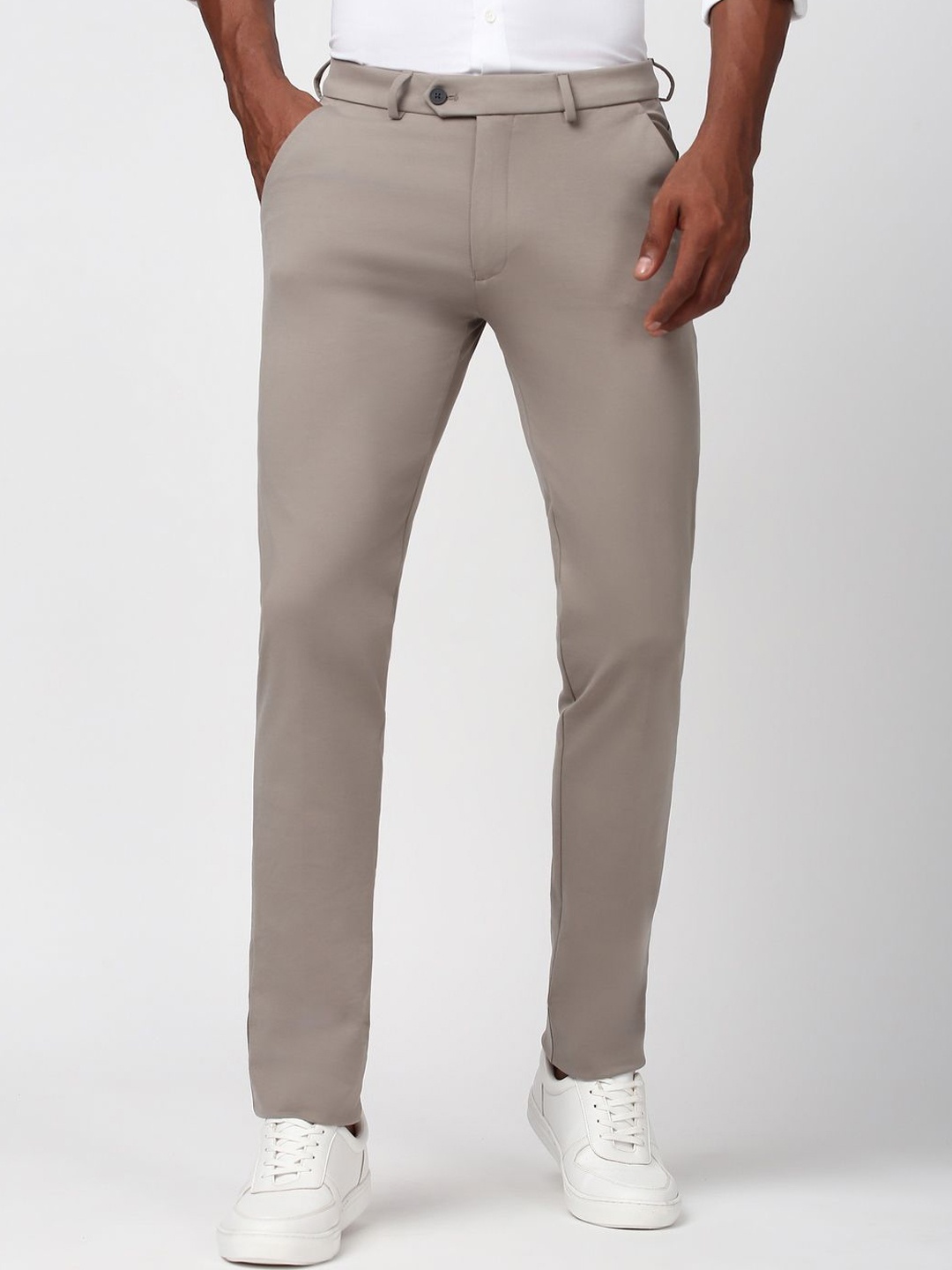 

Peter England Men Slim Fit Trousers, Khaki