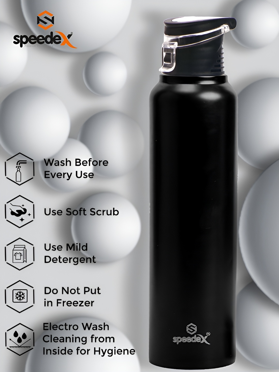 

Speedex Black Set of 4 Stainless Steel Solid Water Bottle