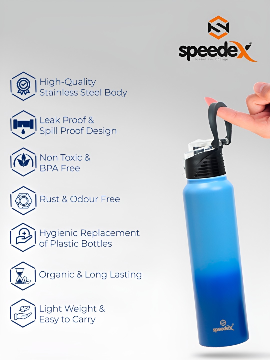

Speedex Blue Set of 2 Stainless Steel Solid Water Bottle