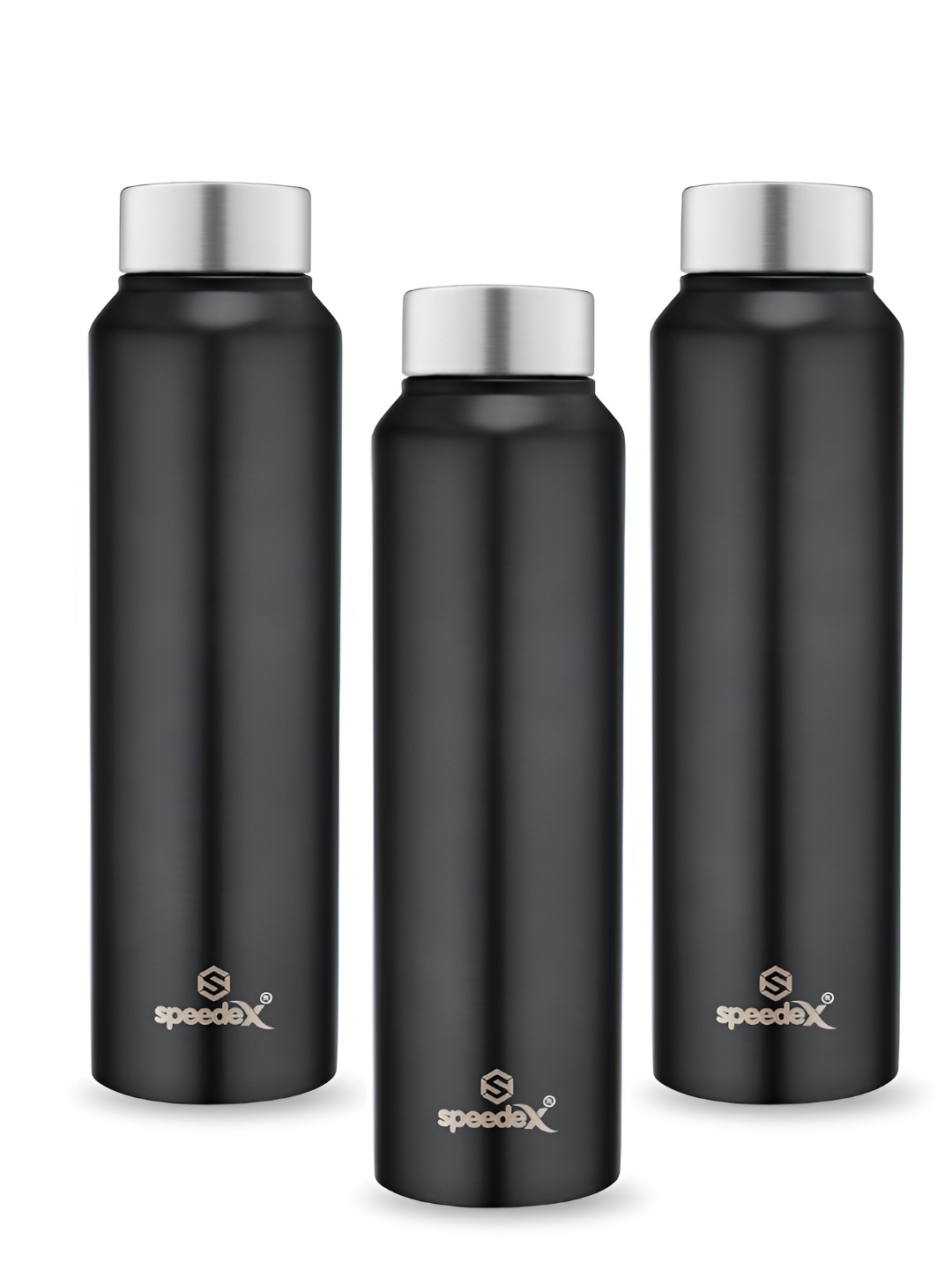 

Speedex Black Set of 3 Stainless Steel Solid Water Bottle