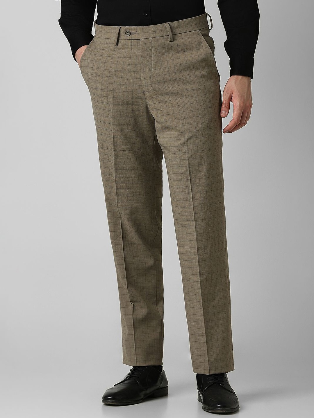 

Van Heusen Men Checked Trousers, Brown