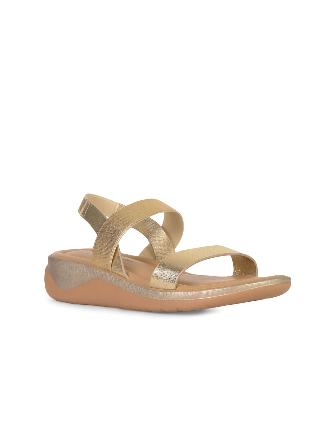 

Hush Puppies Textured PU Flatform Sandals, Gold