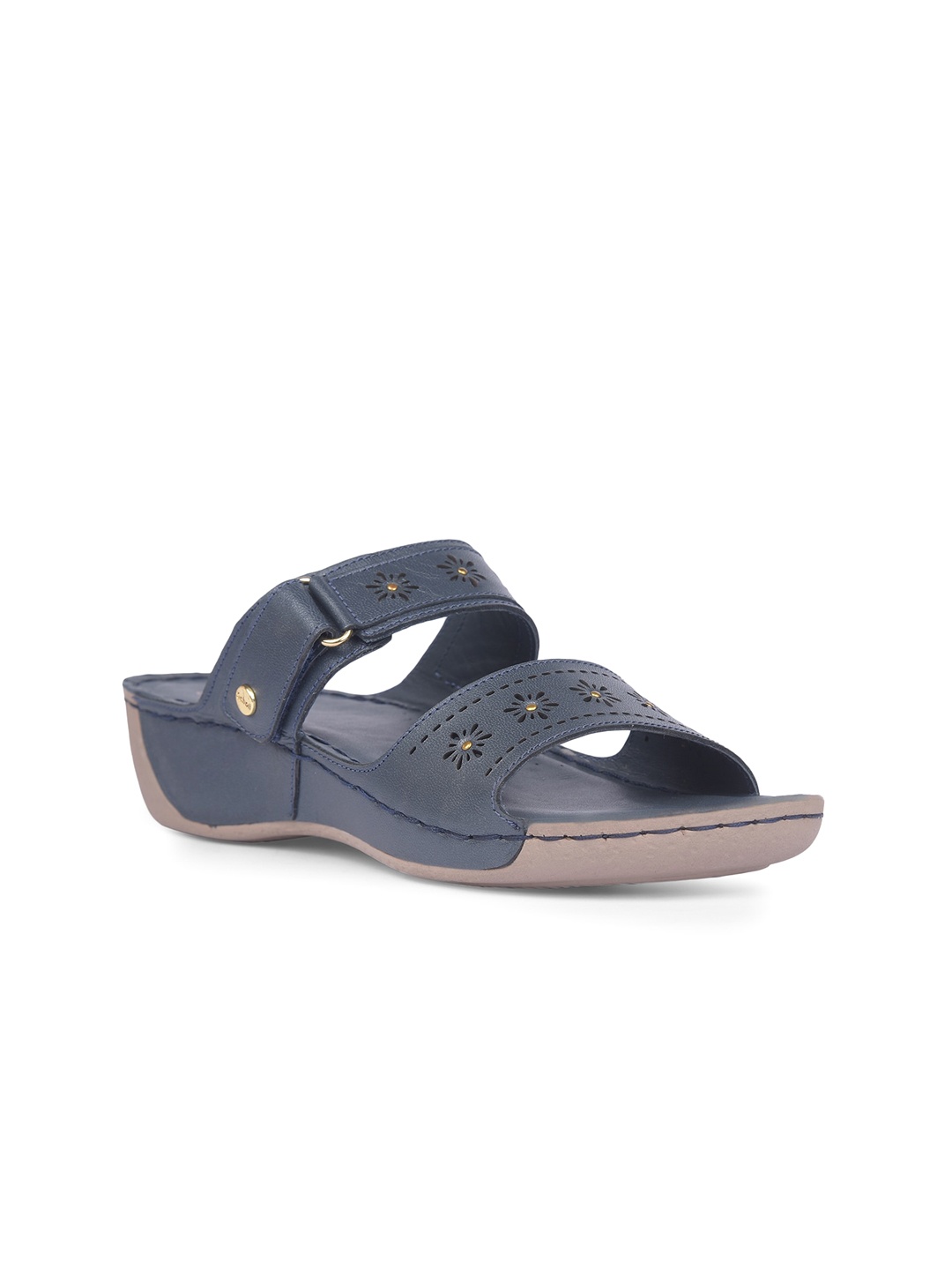 

Scholl Textured Leather Wedge Sandals, Navy blue