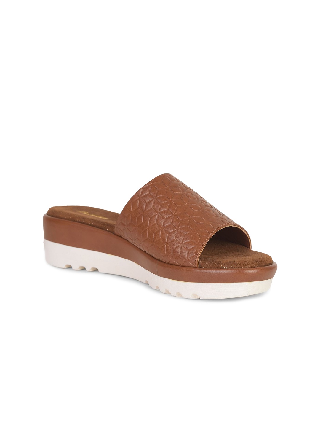 

Bata Textured Open Toe Flatform Heels, Brown