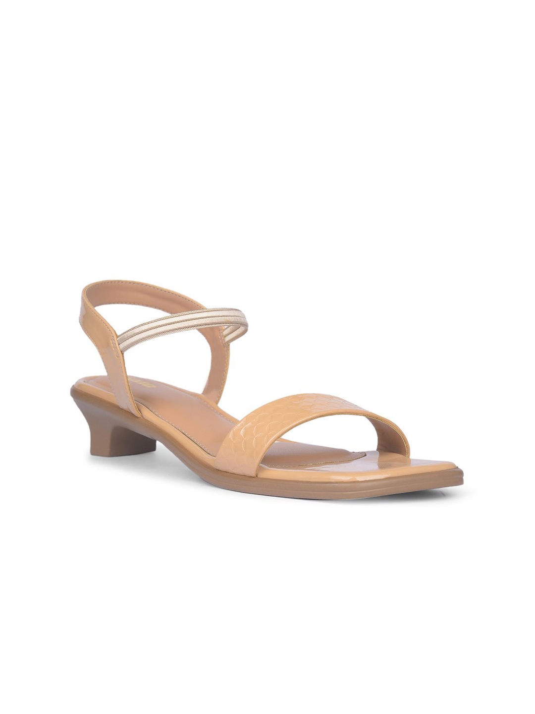 

Bata Textured Open Toe Block Heels, Tan