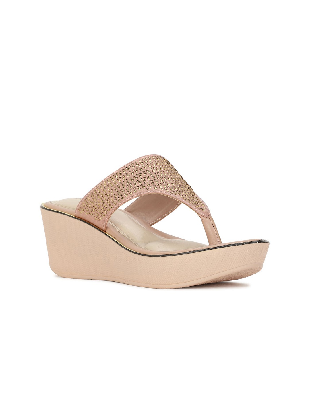 

Bata Open Toe Embellished Wedge, Nude