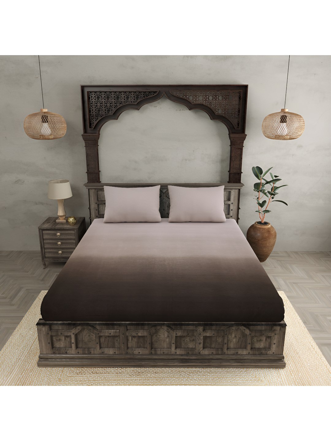 

BED-SHEET.COM Brown 300 TC Cotton King Bedsheet with 2 Pillow Covers