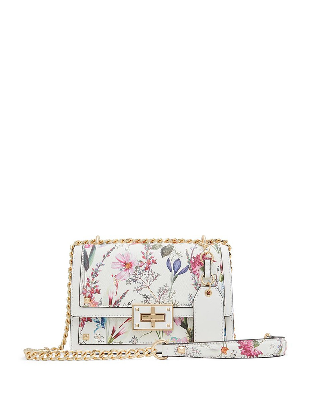 

ALDO Floral Printed Baguette Sling Bag, White