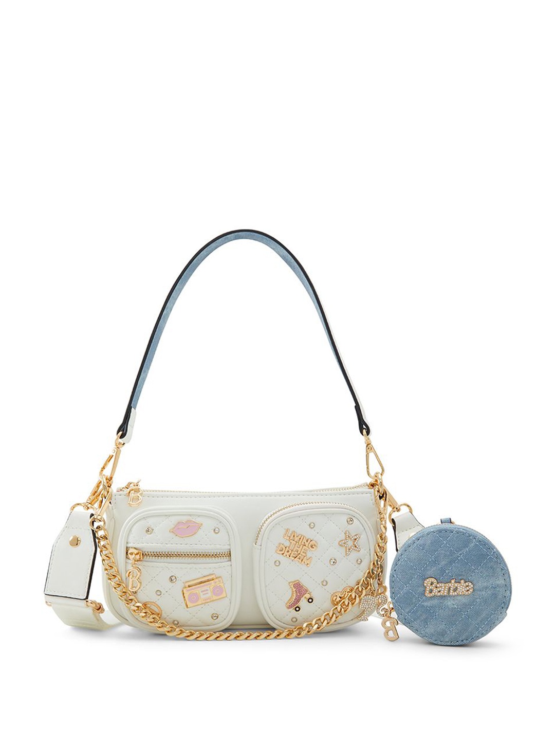 

ALDO Embellished Zip Detail Structured Shoulder Bag, White
